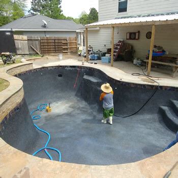 A gunite or shotcrete pool is formed by shooting concrete through a high pressure air hose over steel reinforcement bars. What documents are needed to install a new pool? ~ Your ...