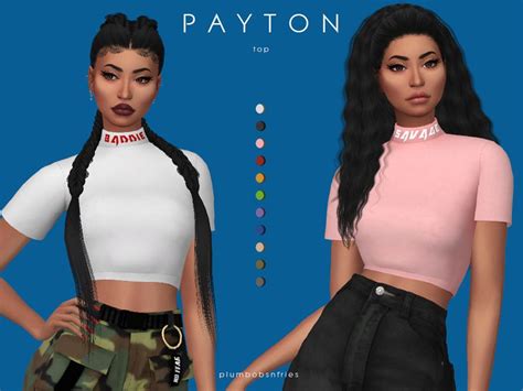 Plumbobs N Fries Payton Top In 2020 Sims 4 Clothing Female Sims
