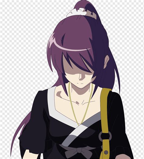 Nisemonogatari Monogatari Series Anime Senjougahara Purple Black