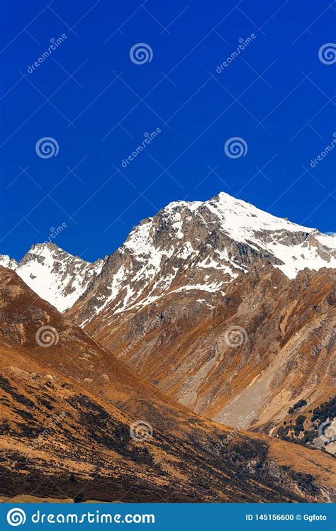 Mountain Landscape Of The Southern Alps New Zealand Vertical Stock