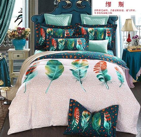 Featuring gold and dark blue as the prominent colors, this is a statement set oversized king coverlet bedding | home decorating ideas. Colorful Feather Bedding Sets King Size Queen Full Double ...