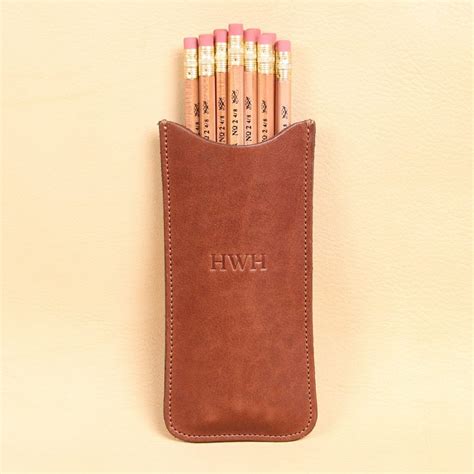 Leather Pencil Case W No 2 Lead Pencils Usa Made Col Littleton