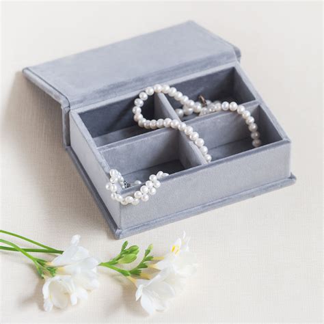Personalized Jewelry Box Grey Velvet Jewellery Box Custom Etsy