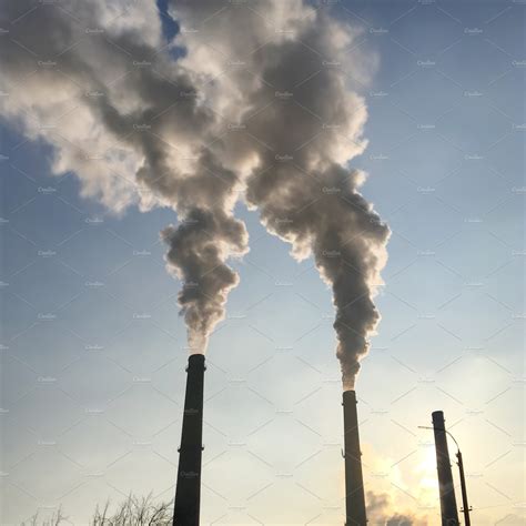 Three Smoke Stacks With Pollution Smoke Stock Photo Image Of Fumes E23