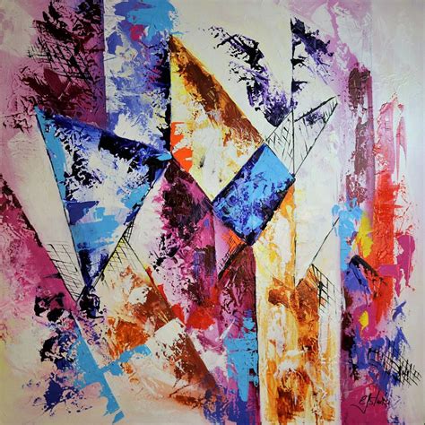 Colorful Geometric Abstract Painting By Carole Sluski