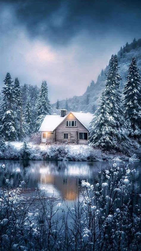 Lake House In Winter Image Abyss