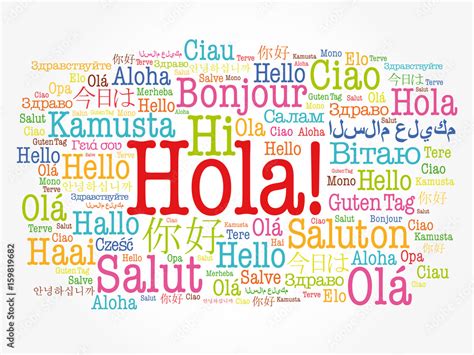 Hola Hello Greeting In Spanish Word Cloud In Different Languages Of