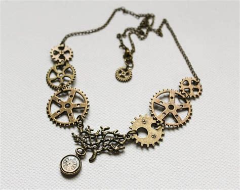 Steampunk Industrial Necklace Gear Necklace Watch Parts Jewelry