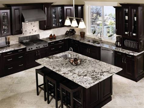 When you have white cabinets and stainless steel appliances. Black Kitchen Craft Cabinet And Island Granite Countertops ...