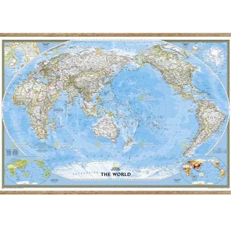 World Classic Pacific Centred Wall Map 117 X 77cm Geographica