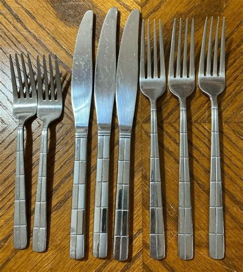 Cambridge Stainless China Landscape Flatware Forks Knives Lot Of 8