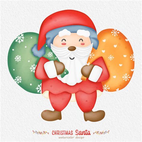Christmas Santa Claus Watercolor Illustration With A Paper Background