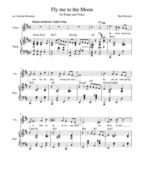 Fly Me To The Moon Original Arrangement Sheet Music For Piano Vocals