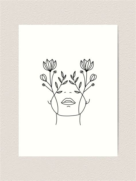 Download "Flower Face Woman Minimal Line Art" Art Print by ...