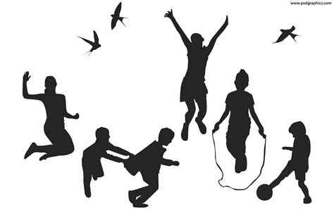 Kids Playing Silhouette At Getdrawings Free Download