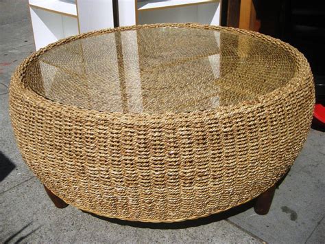 Rare ralph lauren speciality madison ave new york glass cocktail coffee table. 30 Best Collection of Round Woven Coffee Tables