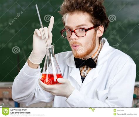 Mad Professor Gestures Forefinger Holding Royalty Free Stock Photo ...