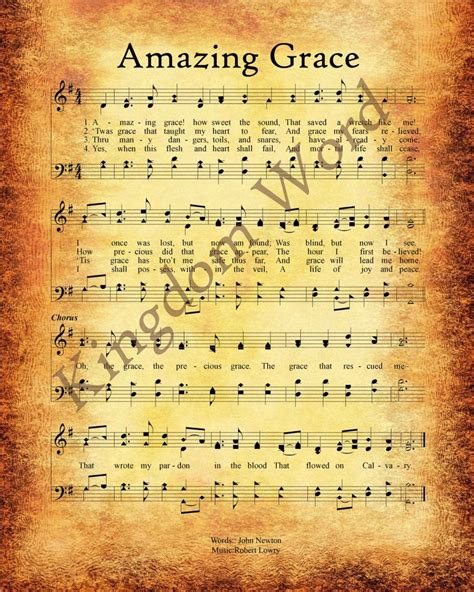 Amazing Grace Sheet Music Hymn Printable In 3 Styles Vintage Etsy