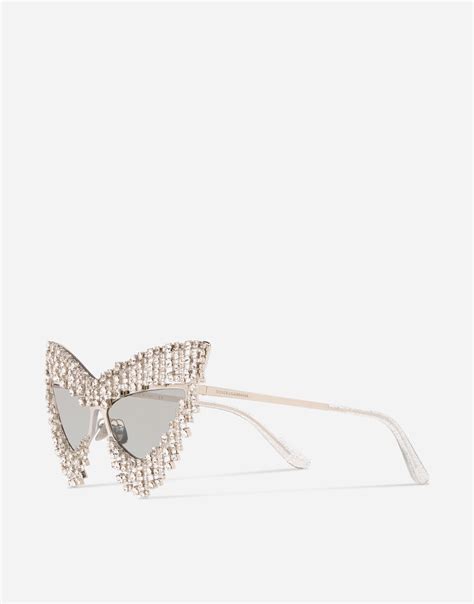 Crystals Rain Sunglasses In Silver For Women Dolceandgabbana®