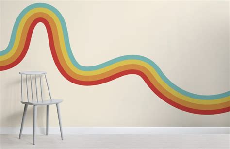 70s Rainbow Wave Retro Wallpaper Mural Hovia Uk Wall Murals Diy