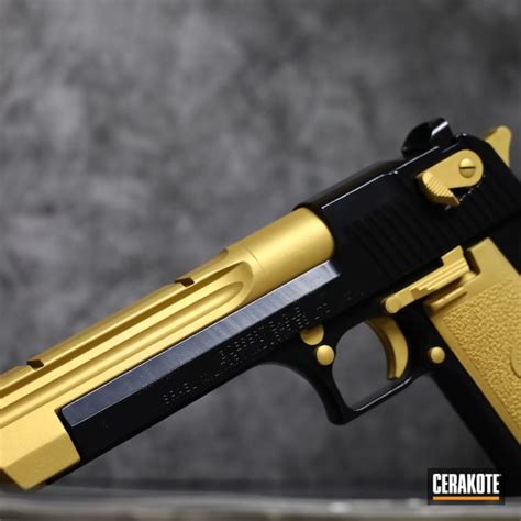 Desert Eagle 1911 Pistol Cerakoted Using Blackout And Gold Cerakote