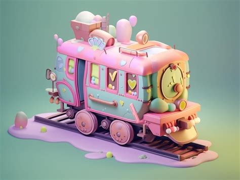 Premium Ai Image A Pink Train With A Cartoon Character On It