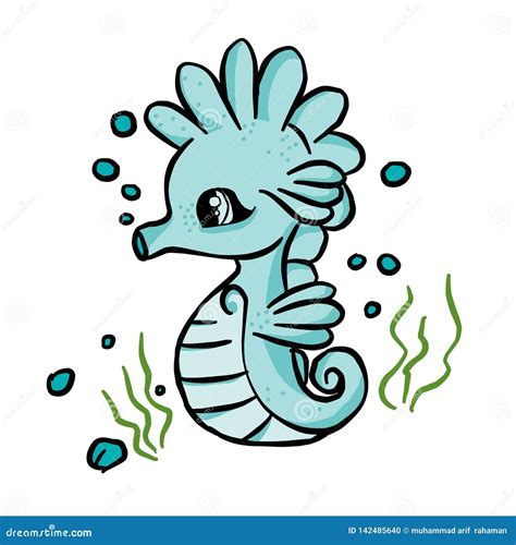 Cartoon Cute Seahorses In Underwater Life Stock Vector Illustration