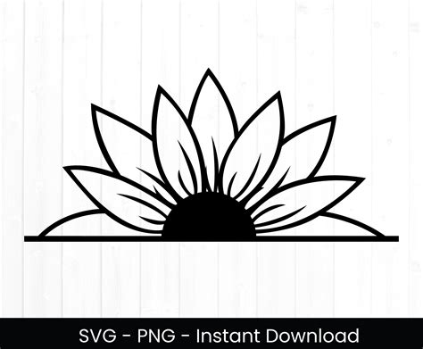 Half Sunflower Svg For Cricut Commercial Use Cut File Etsy