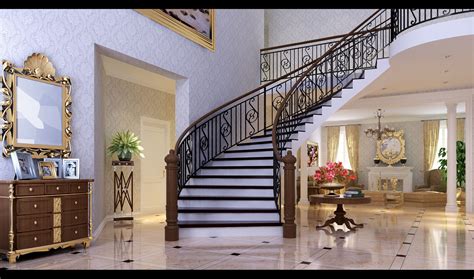 3d Model European Living Room Stairs 1710 Cgtrader