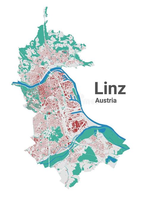 Linz Vector Map Detailed Map Of Linz City Administrative Area Cityscape Panorama Stock Vector