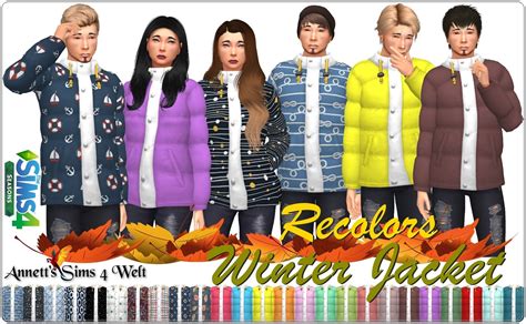 Annetts Sims 4 Welt Winter Jacket Male Recolors