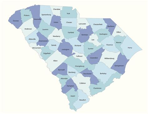 South Carolina County Lines Map