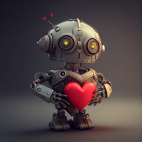 Premium Photo Cute Robot In Love With Heart 3d Render Cartoon