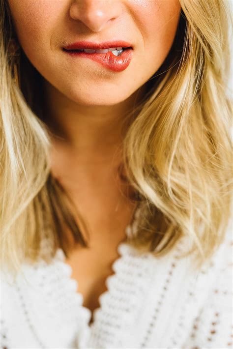 Hd Wallpaper Photo Of Woman Biting Her Lips Bite Biting Lip Closeup Face Wallpaper Flare