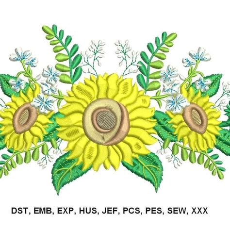 Machine Embroidery Designs Sunflowers Bouquet Etsy