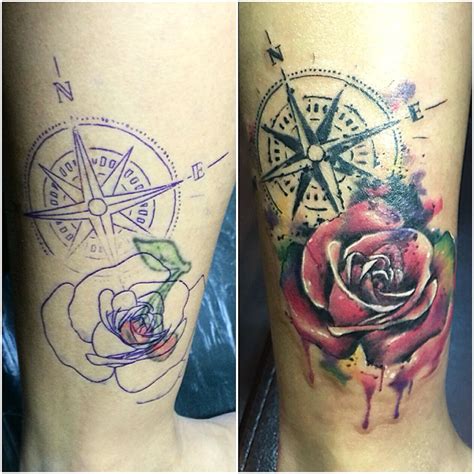 Watercolor Compass Rose Tattoo Arrow Tat Compass Rose Tattoo Love