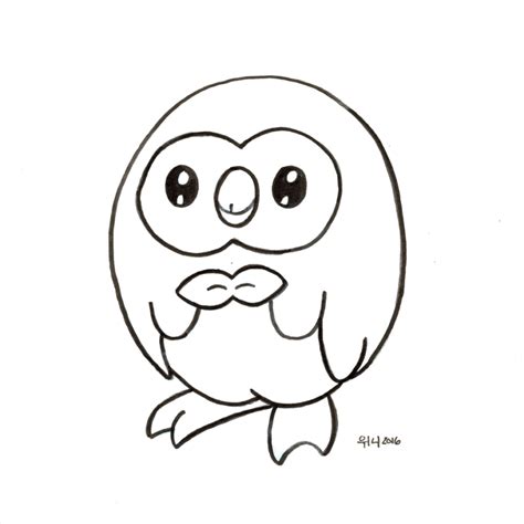 Pokemon Rowlet Coloring Page Sketch Coloring Page