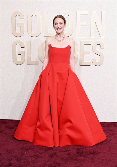 Julianne Moore Goes Strapless In Bottega Veneta At Golden Globes 2024