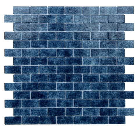 Kellani Quartz 075 X 163 Glass Mosaic Tile In Dark Blue And Reviews