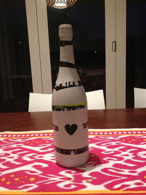 Great Way To Recycle Wine Bottles Put Sticky Tape Around Bottle Paint