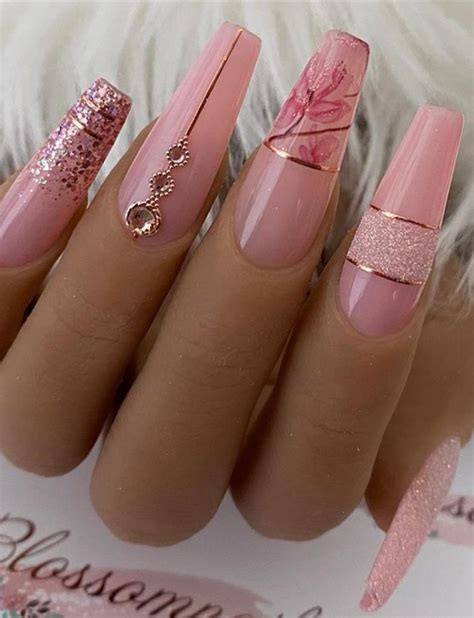 Special Flower Acrylic Coffin Nails Art Designs For Summer 2020 Lily