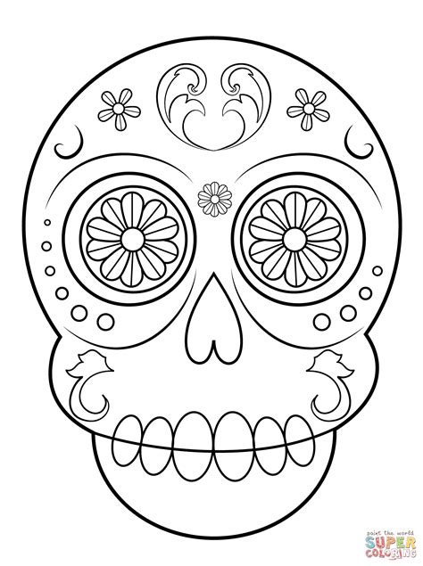 Day Of The Dead Sugar Skull Coloring Page Free Printable Coloring Home