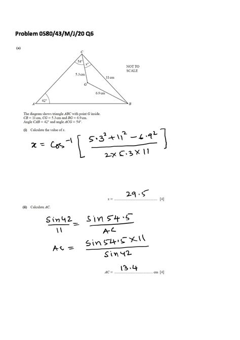 Solution Igcse Paper 4 Trigonometry Problem 058043mj20 Q6 Sat