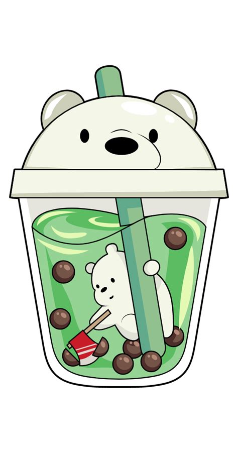 A Cartoon Bear In A Jar With Chocolate Balls On The Bottom And An Ice