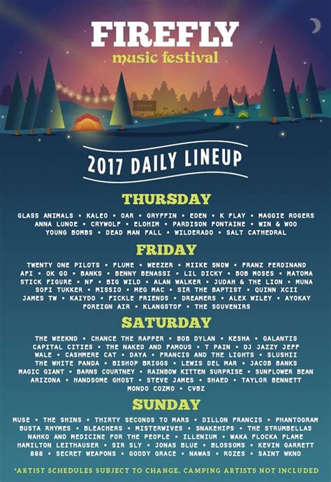 Firefly Music Festival 2017 Daily Lineups And Single Day Tickets