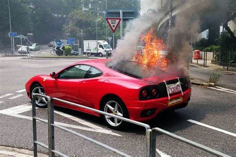 Moment Ferrari Bursts Into Flames On Hong Kong Street En Route To