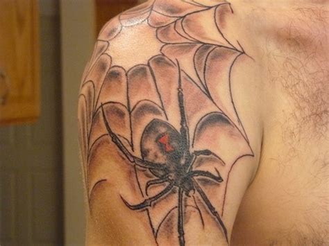 spider and spider web tattoo on shoulder tattooimages