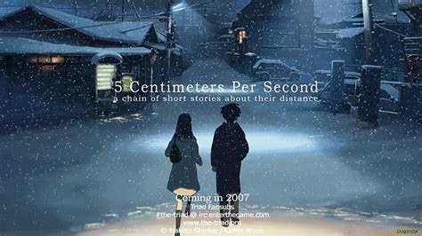 The most outstanding issue in 5 centimeters per second, for me, is that i don't feel that there was enough character development. 6 Anime Like 5 Centimeters Per Second Recommendations
