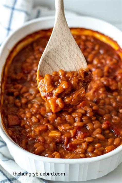 Easy Baked Beans With Bacon And Brown Sugar The Hungry Bluebird