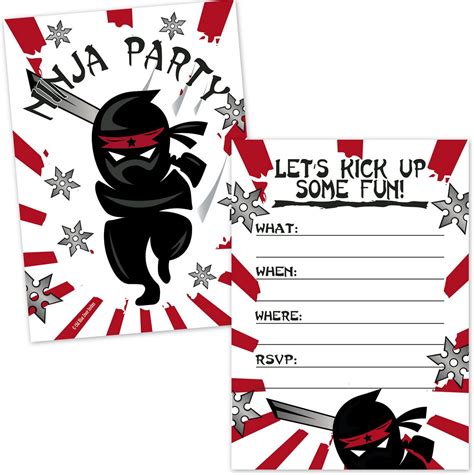 Printable Ninja Birthday Party Invitations